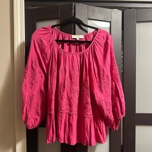 Vibrant Pink Women's Embroidered Blouse